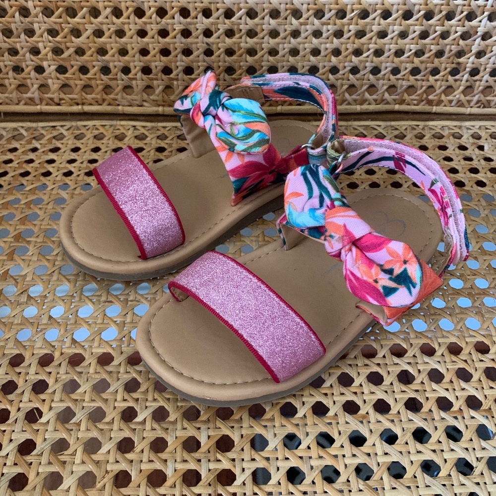 Jessica Simpson Toddler Girls Pink Floral Glitter Sandals 10